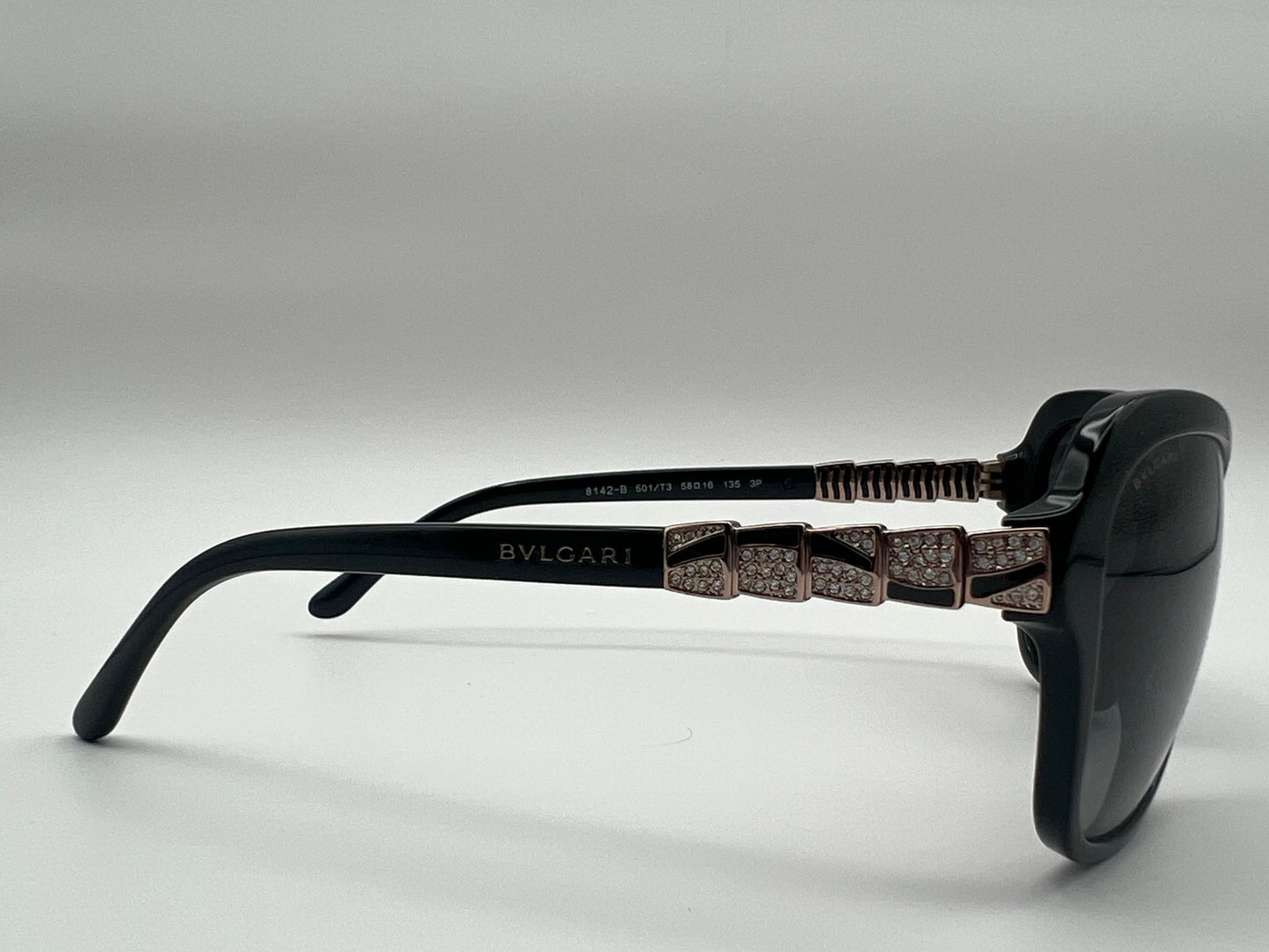 Bvlgari 8142-B Women’s Sunglasses – Black with Crystal Detail
