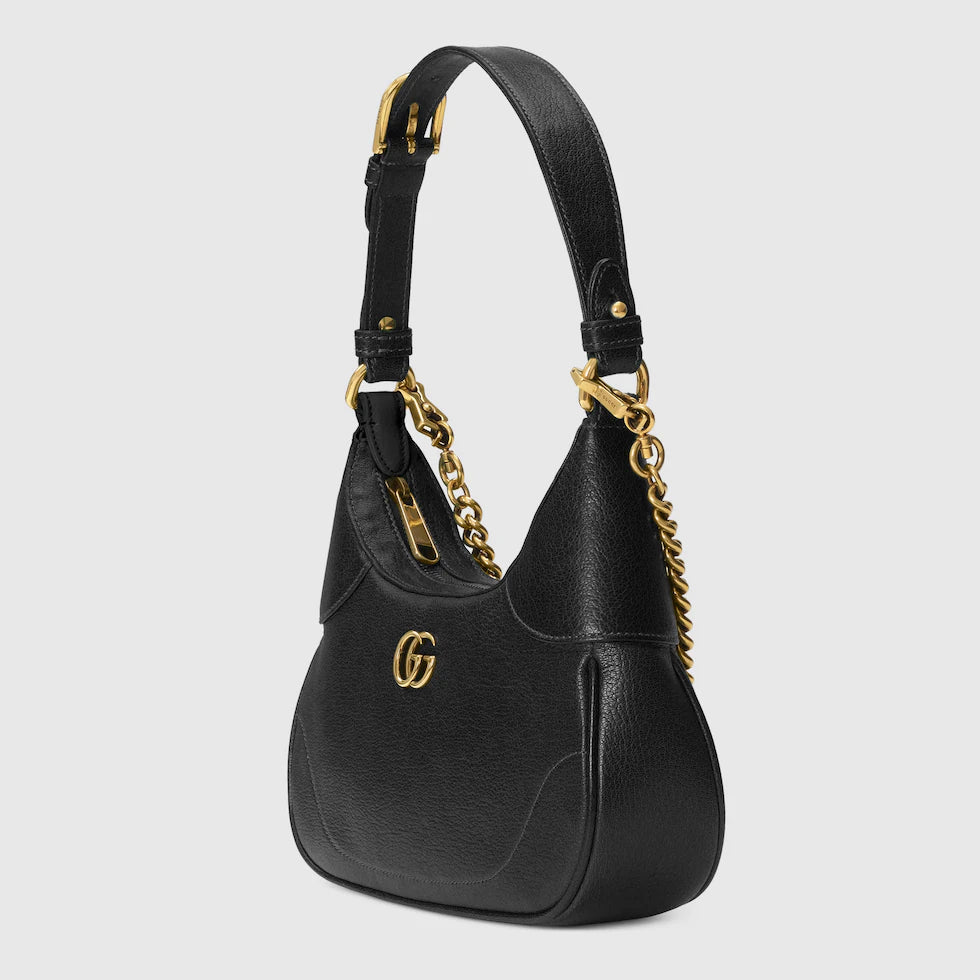 GUCCI Goatskin Aphrodite Shoulder Bag Black
