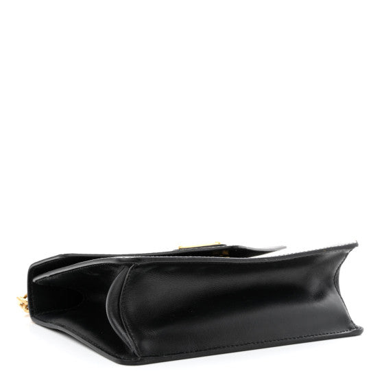PRADA Saffiano Soft Calfskin Leather Chain Shoulder Bag Black