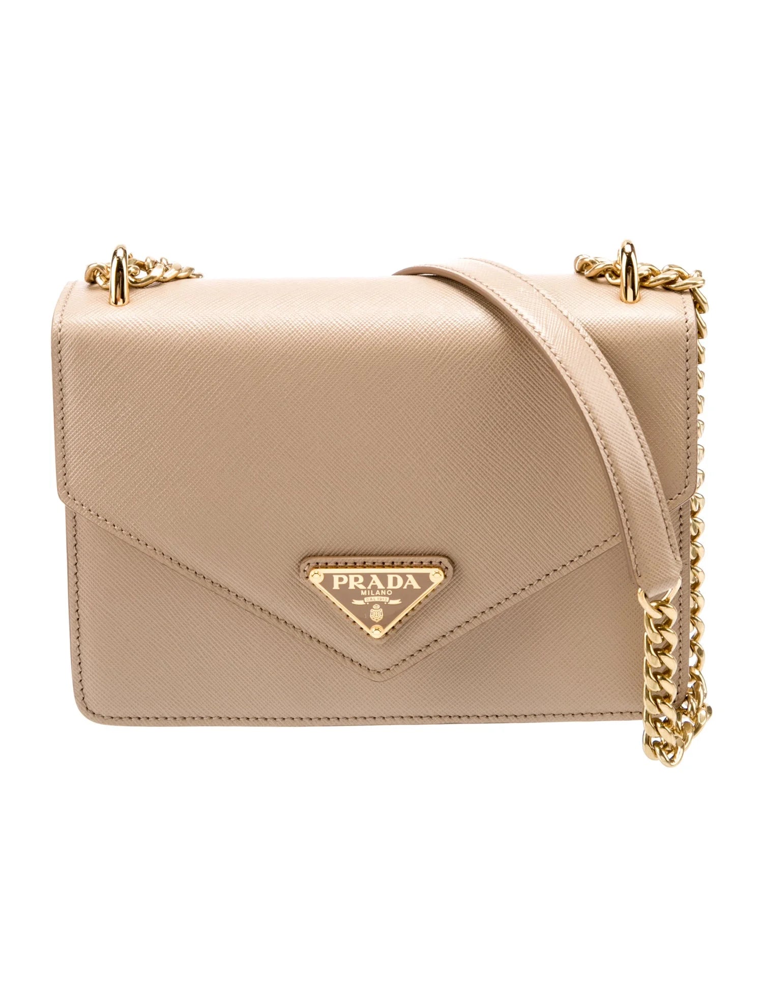 PRADA Saffiano Soft Calfskin Leather Chain Shoulder Bag PRADA Saffiano Soft Calfskin Leather Chain Shoulder Bag