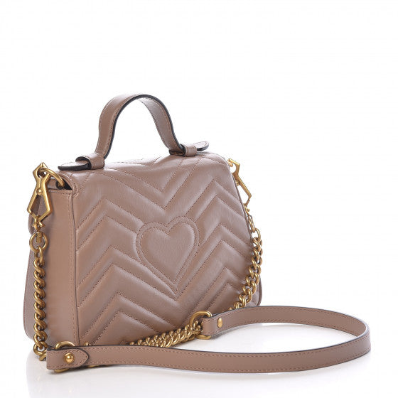 GUCCI GG Marmont Small Top Handle Bag Beige