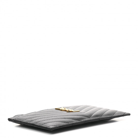 SAINT LAURENT Grain De Poudre Chevron Monogram Bill Pouch