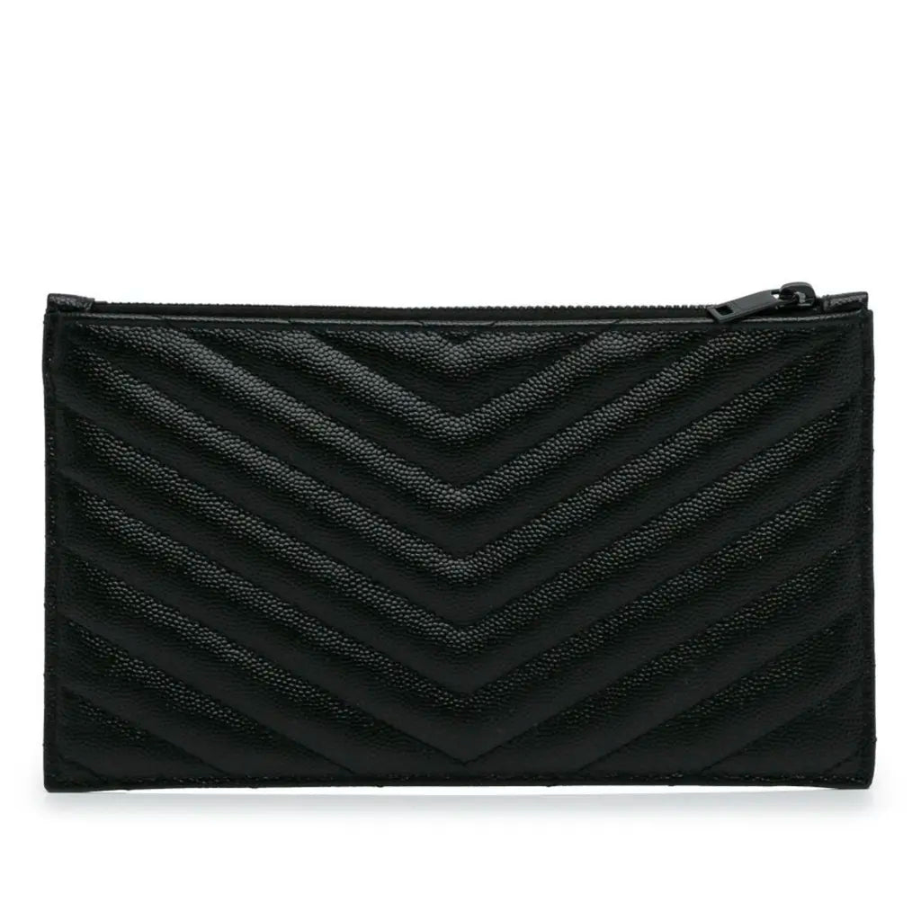 SAINT LAURENT Grain De Poudre Chevron Monogram Bill Pouch