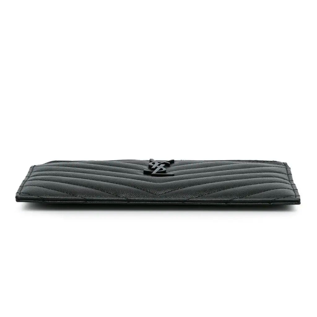 SAINT LAURENT Grain De Poudre Chevron Monogram Bill Pouch