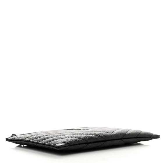 SAINT LAURENT Grain De Poudre Chevron Monogram Bill Pouch