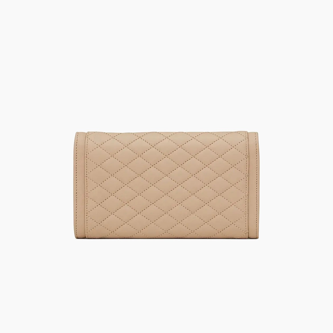 GABY LARGE YSL FLAP QUILT LAMBSKIN WALLET IN DARK BEIGE