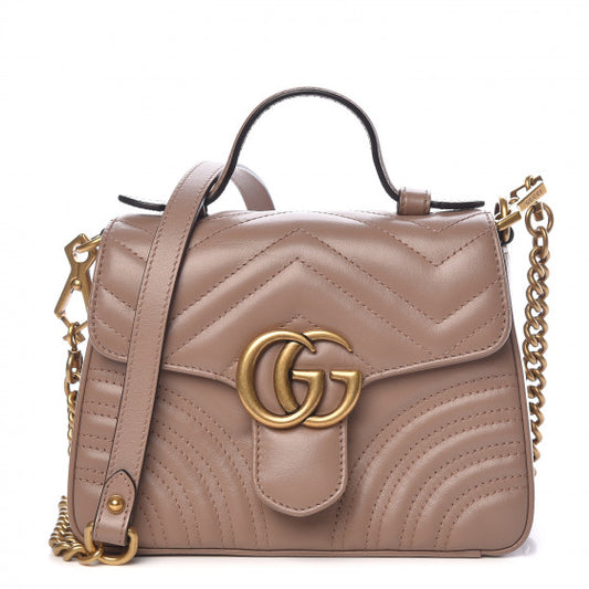 GUCCI GG Marmont Small Top Handle Bag Beige
