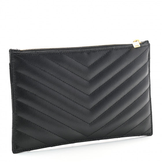 【関税＆送料込み】Saint Laurent Pcc(345Y)Mo Grain De Poudr SAINT LAURENT Grain De Poudre Chevron Monogram Bill Pouch