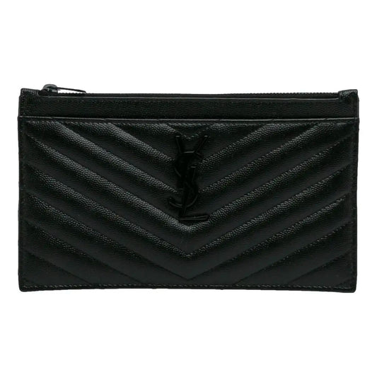 SAINT LAURENT  Grain De Poudre Chevron Monogram Bill Pouch