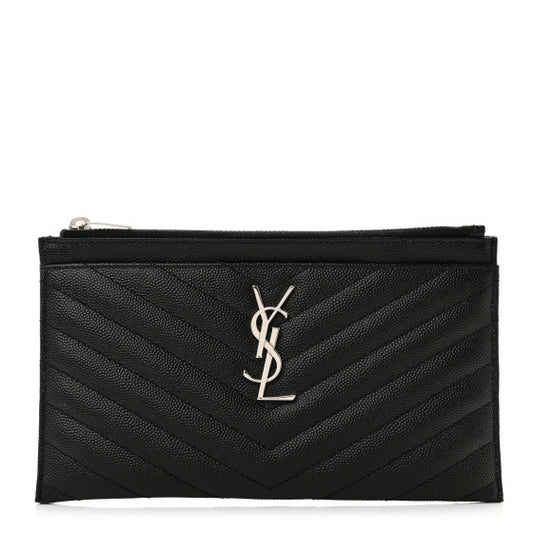 SAINT LAURENT  Grain De Poudre Chevron Monogram Bill Pouch